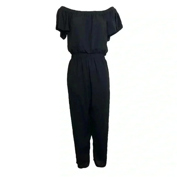 Express Black Off Shoulder Romper Jumpsuit - Picture 1 of 5